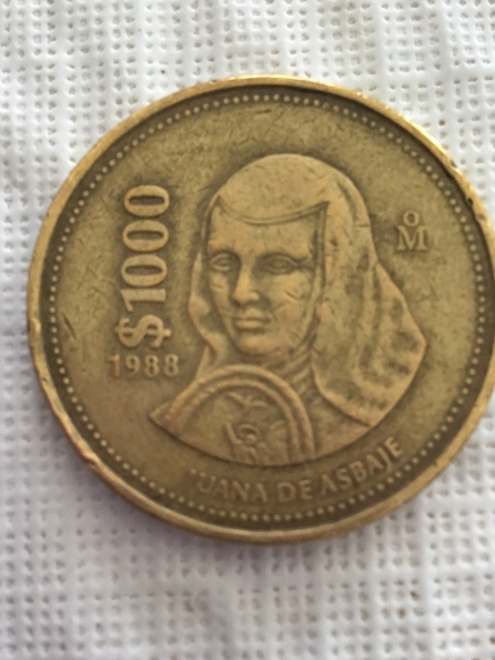 Gold-Tone Mexico Estados UNIDO 1000 Pesos year 1988